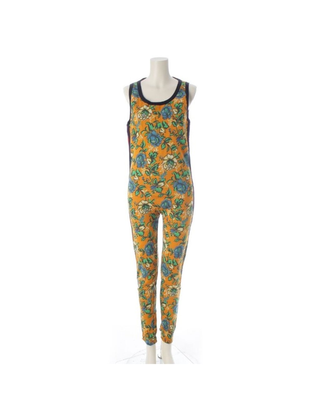 Gucci Wool Flora Floral Pattern Sherry Line Knit All in One Jumpsuits Orange